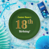Groen, Faux Gold 18th Birthday + Eigen naam Papieren Bordje (Feest)
