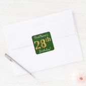 Groen, Faux Gold 28th Birthday + aangepaste naam Vierkante Sticker (Envelop)