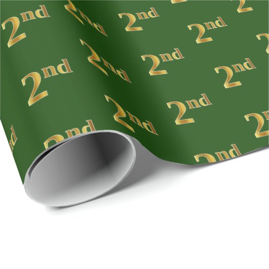 Groen, Faux Gold 2e (tweede) Event Wrapping Paper Cadeaupapier (Rol Hoek)