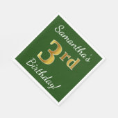 Groen, Faux Gold 3de verjaardag + Aangepaste naam Servet (Hoek)