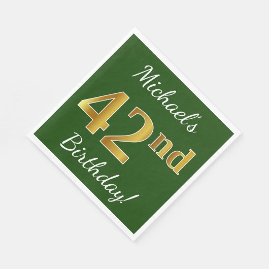 Groen, Faux Gold 42e verjaardag + Aangepaste naam Servet (Hoek)