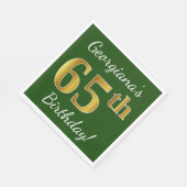 Groen, Faux Gold 65th Birthday + Eigen naam Servet (Hoek)