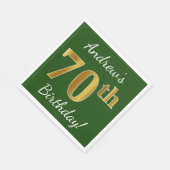 Groen, Faux Gold 70ste verjaardag + aangepaste naa Servetten (Hoek)