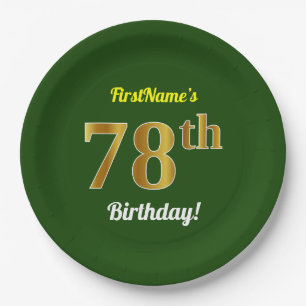 Groen, Faux Gold 78th Birthday + Eigen naam Papieren Bordje