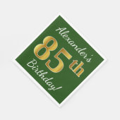 Groen, Faux Gold 85th Birthday + Eigen naam Servet (Hoek)