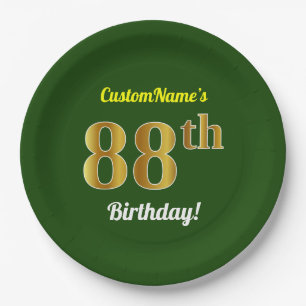 Groen, Faux Gold 88th Birthday + Eigen naam Papieren Bordje