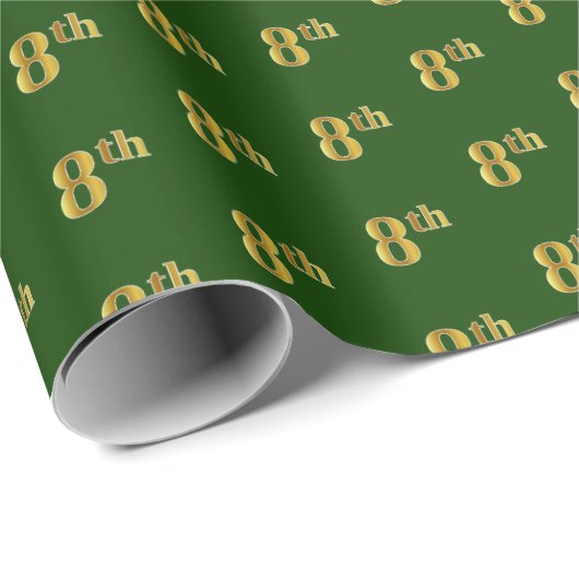 Groen, Faux Gold 8th (Achtste) Event Wrapping Pape Cadeaupapier (Rol Hoek)