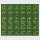 Groen Faux Gold "HAPPY 17th BIRTHDAY" Cadeaupapier (Vlak)