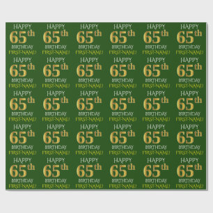 Groen, Faux Gold "HAPPY 65th BIRTHDAY" Cadeaupapier