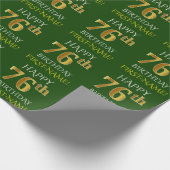 Groen Faux Gold "HAPPY 76th BIRTHDAY" Cadeaupapier (Hoek)