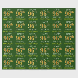 Groen, Faux Gold "HAPPY 96th BIRTHDAY" Cadeaupapier