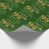 Groen, Faux Gold "HAPPY 96th BIRTHDAY" Cadeaupapier (Hoek)