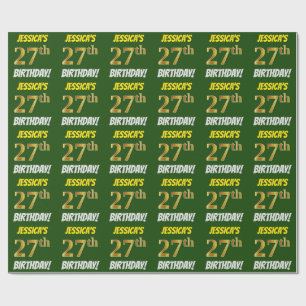 Groen, Faux/Imitatie Goud, "27e VERJAARDAG" Cadeaupapier