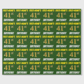Groen, Faux/Imitation Gold, "41st BIRTHDAY" Cadeaupapier (Vlak)