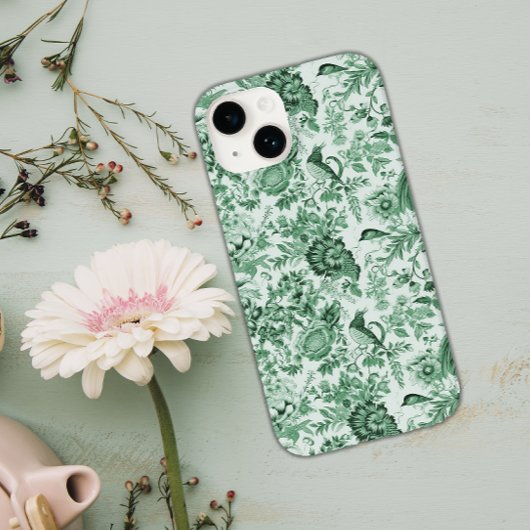Groen fazanten Floral Toile de Jouy Case-Mate iPhone Case