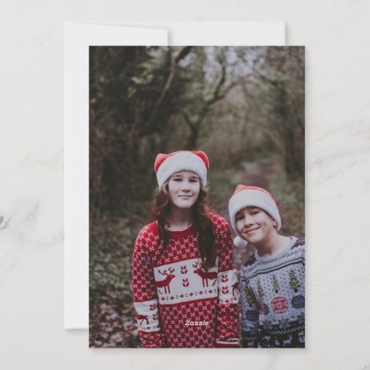 groen feestelijke twee foto kerst verticaal feestdagenkaart (Achterkant)