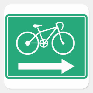 Groen Fietspad Pijl Naar Rechts Richtingsbord Vierkante Sticker