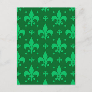 Groen Fleur-de-lis-patroonontwerp Briefkaart