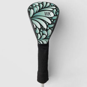 Groen fleur monogram golfheadcover