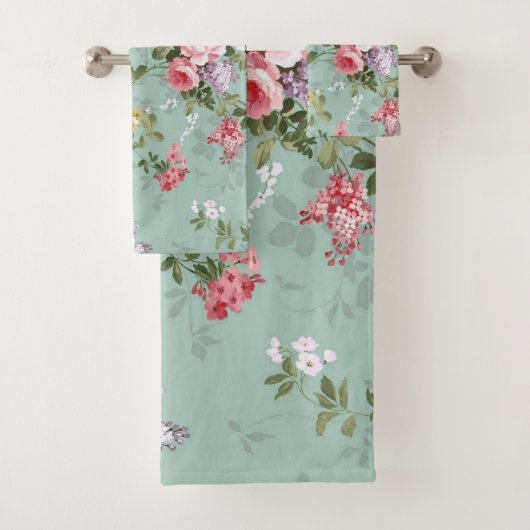 groen Floral ontwerp Bad Handdoek (Insitu)