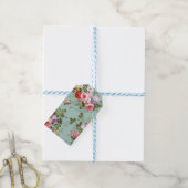  groen Floral ontwerp Cadeaulabel (Met Touw)