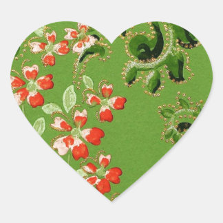  groen Floral ontwerp Hart Sticker