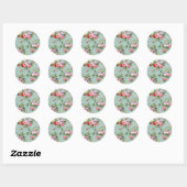  groen Floral ontwerp Ronde Sticker (Vel)