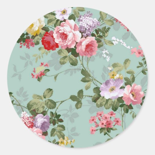  groen Floral ontwerp Ronde Sticker (Voorkant)