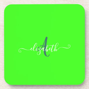 Groen Fluorescerend Neon Monogram Bier Onderzetter