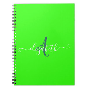 Groen fluorescerend neonmonogram notitieboek