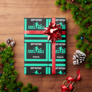 Groen Football Speler Meisje, Verjaardag Meisje Te Cadeaupapier