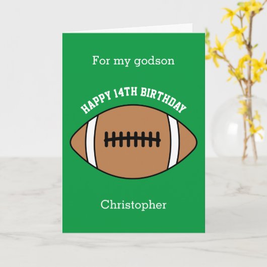 Groen Football Sport 14e geboortedag Kaart (Gele Bloem)