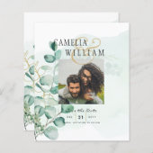 Groen FOTO SAVE THE DATES Eucalyptus BUDGET (Voorkant / Achterkant)