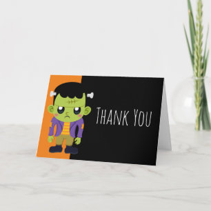 Groen Frankenstein Monster Halloween Bedankt Kaart