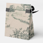 Groen Frans Toile Canvas Party Favor Box Bedankdoosjes (Achterkant)