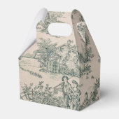 Groen Frans Toile Country Canvas Party Favor Box Bedankdoosjes (Voorkant Zijde)