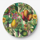 Groen Fruit en Bloementuin Retro Style Papieren Bordje (Voorkant)