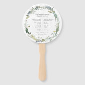 Groen gebladerte aquarel bruiloft ceremonie progra handwaaier (Achterkant)