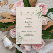 Groen gebladerte, beige ambachtdocument, sparen de kaart