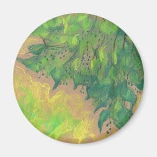 "Groen gebladerte", bloemontwerp, pasteltekening Magneet