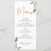 Groen gebladerte bruiloft plat menu (Voorkant)