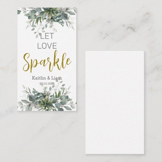 Groen gebladerte Bruiloft Sparkler Label Informatiekaartje (Voorkant / Achterkant)