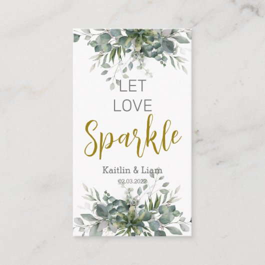 Groen gebladerte Bruiloft Sparkler Label Informatiekaartje (Voorkant)