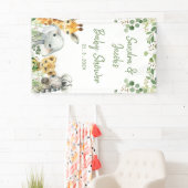 Groen gebladerte Eucalyptus Safari Baby shower Spandoek (Insitu)