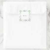 Groen gebladerte monogram sticker | Vierkant (Tas)