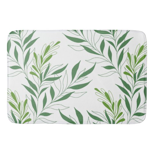 Groen gebladerte patroon Elegant groen en wit Badmat (Voorkant)