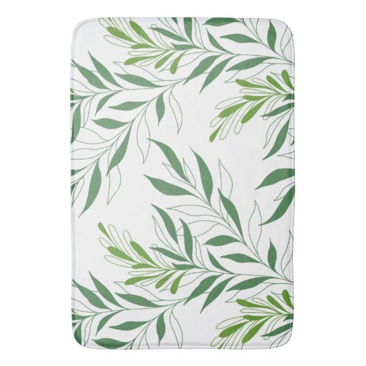 Groen gebladerte patroon Elegant groen en wit Badmat (Voorkant Verticaal)