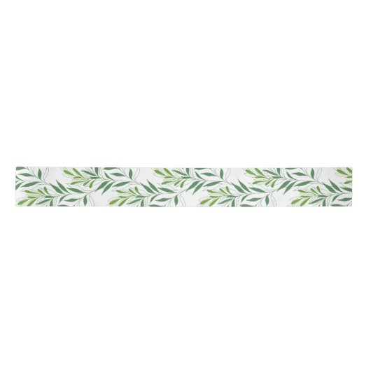 Groen gebladerte patroon Elegant groen en wit Lint (Voorkant)