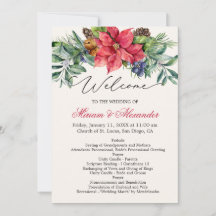 Groen gebladerte Poinsettia Wedding Program