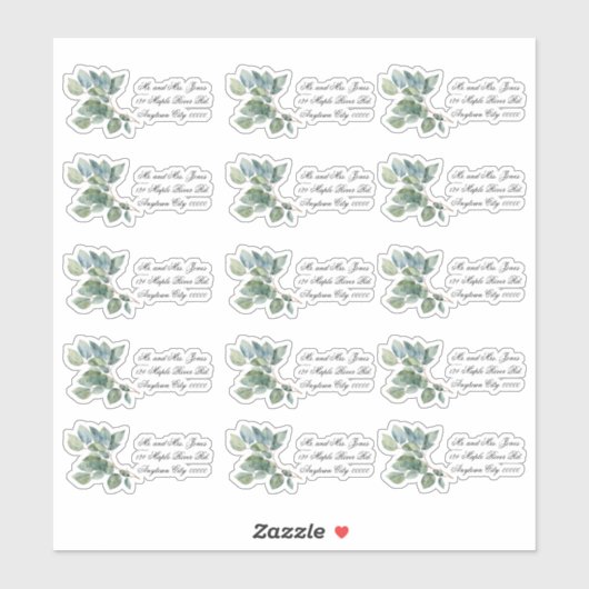 Groen gebladerte waterverf eucalyptus sticker (Vel)